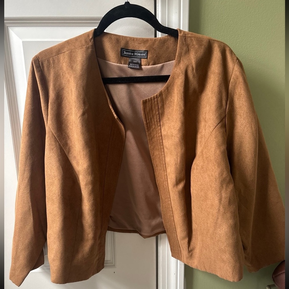 Jessica Howard Tan Cropped Blazer sz 18W